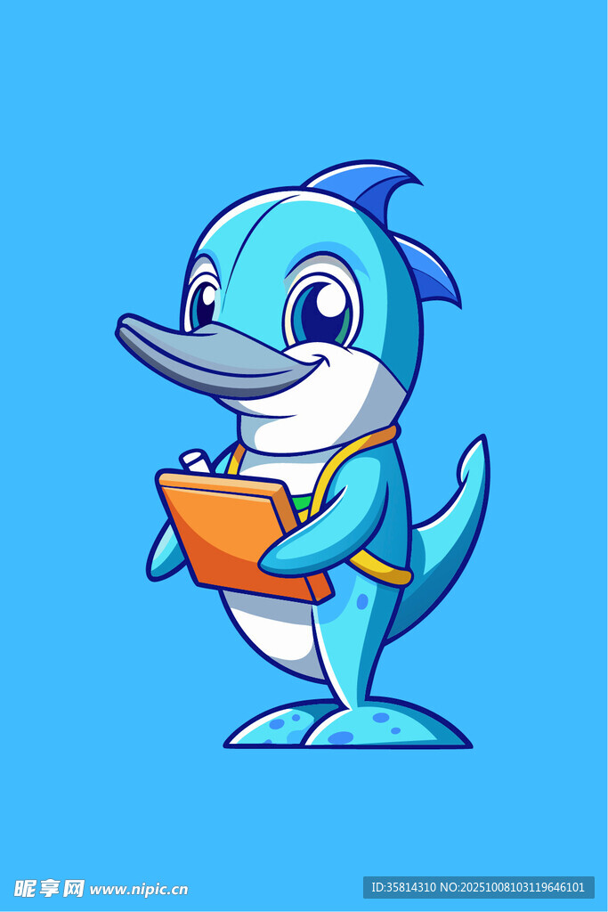 卡通海豚持板形象