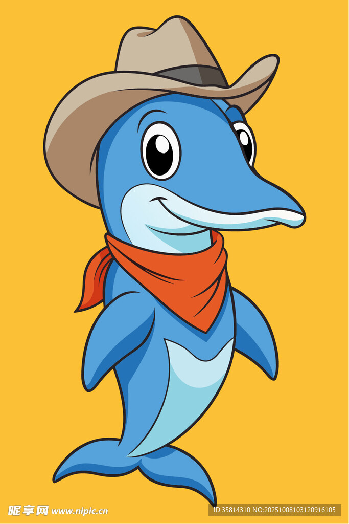 牛仔海豚卡通形象