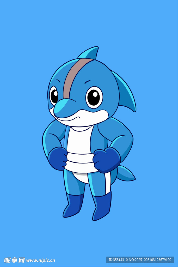 蓝色卡通海豚形象角色