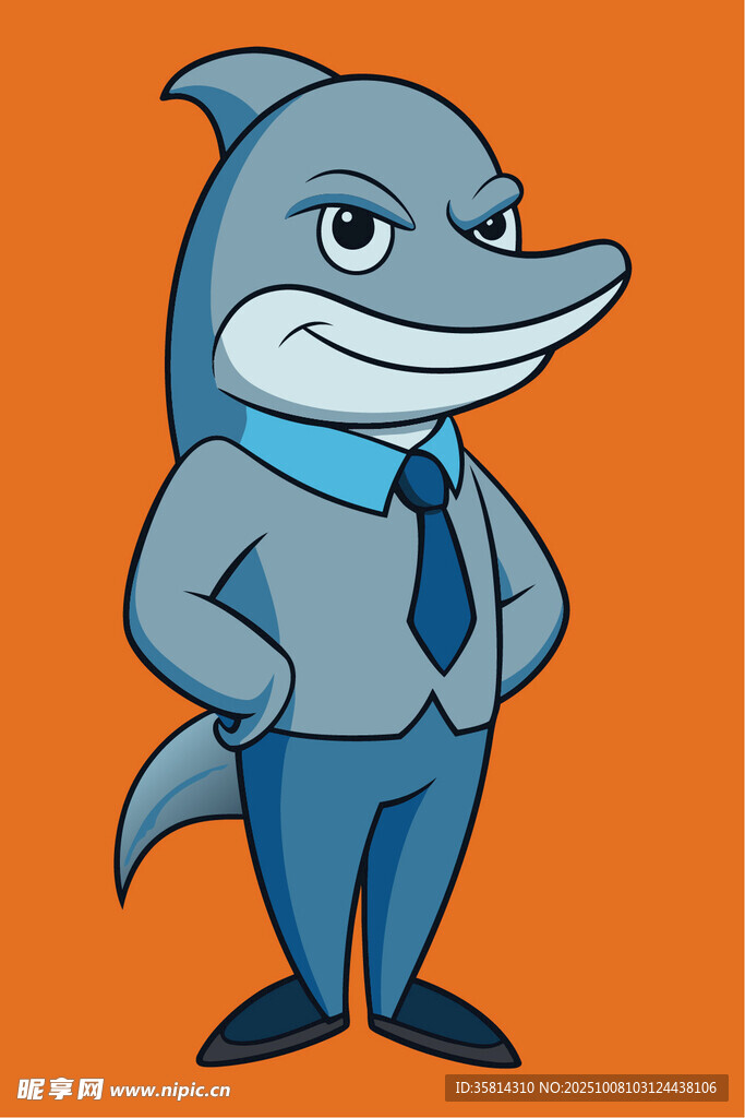 海豚商务形象卡通插画