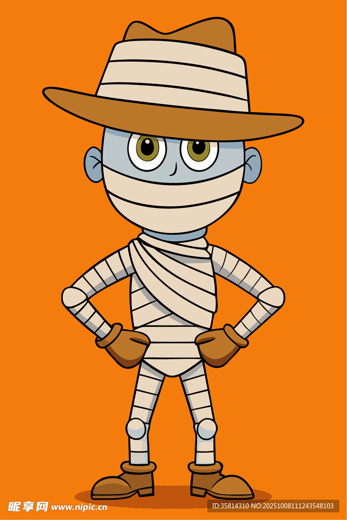 绷带装扮的探险卡通人物