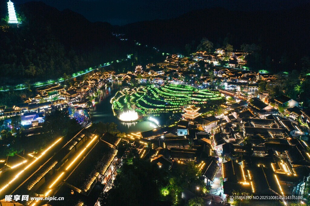 乌江寨夜景璀璨灯火迷人