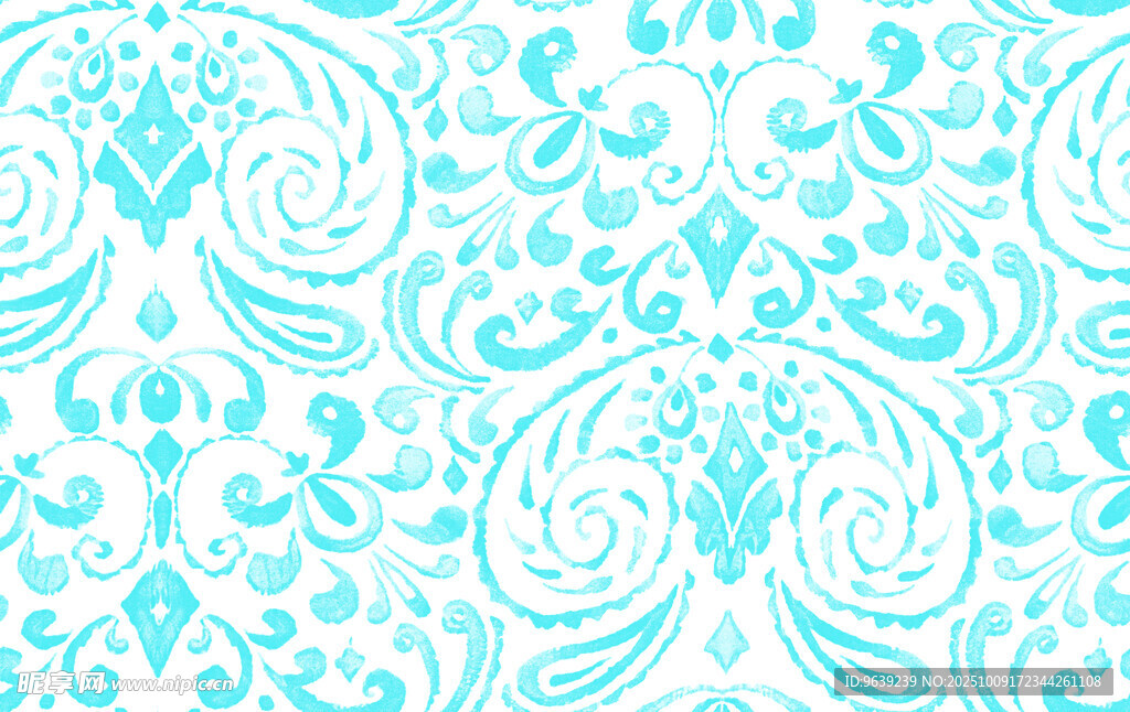 蓝白花纹图案设计