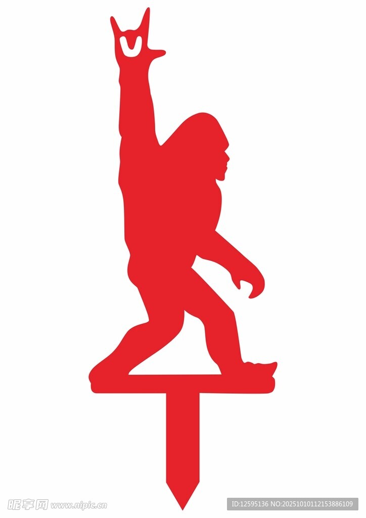 摇滚猩猩滑板造型剪影