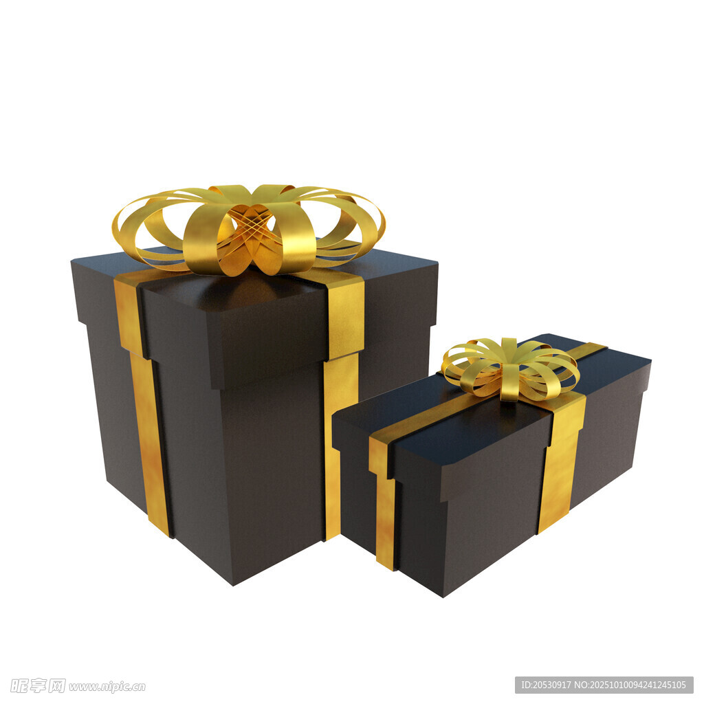 黑色礼品盒配金色蝴蝶结