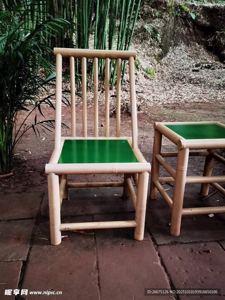 竹制座椅清新自然风