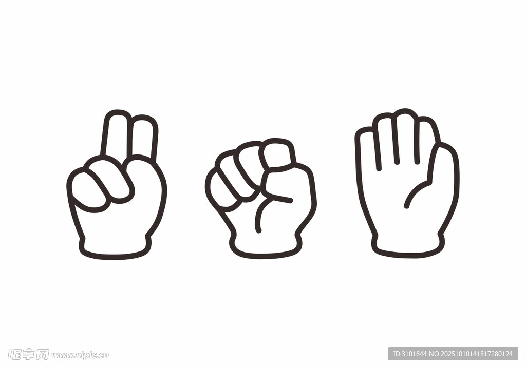 包剪锤手势图标  