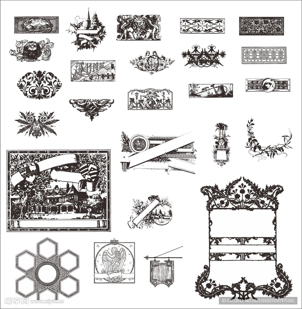 复古装饰图案素材集合