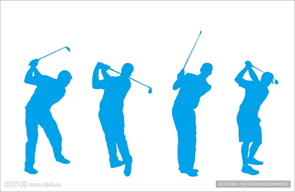 高尔夫球手挥杆姿态剪影