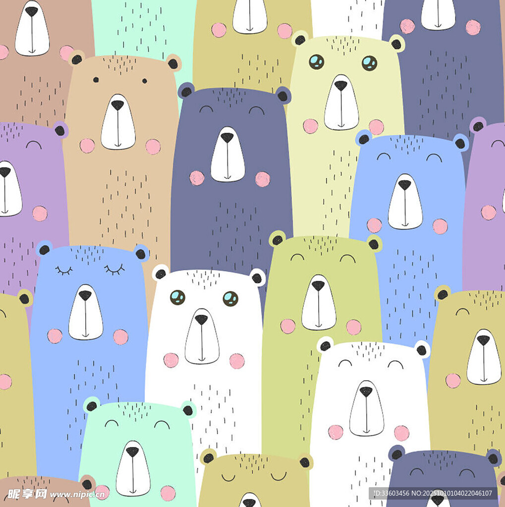 可爱多彩小熊图案背景