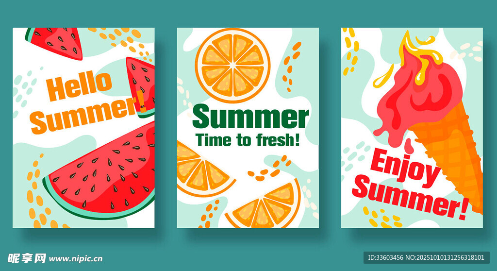 夏日主题插画卡片