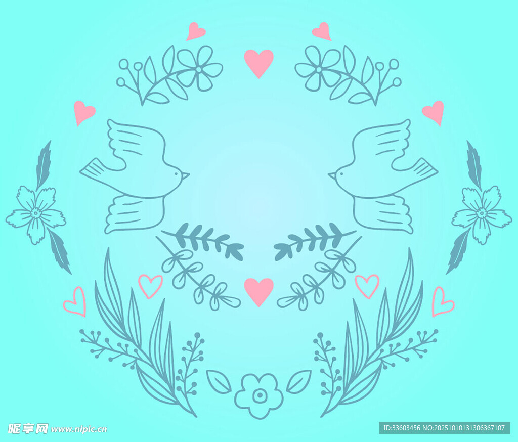 鸽子花卉装饰图案