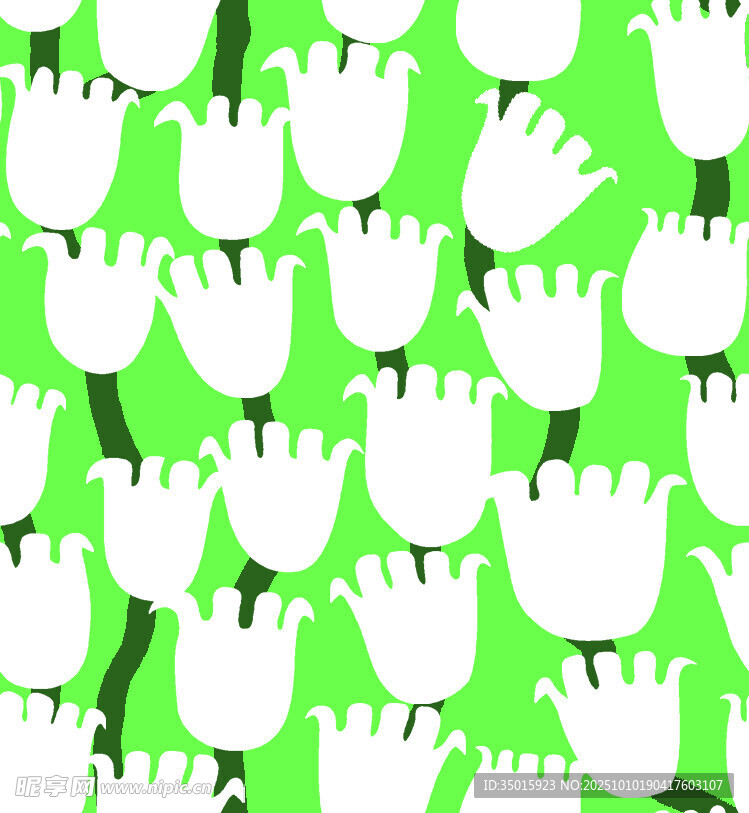 绿色背景白色花朵图案