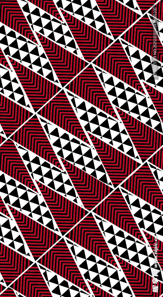 红底黑白几何图案纹理