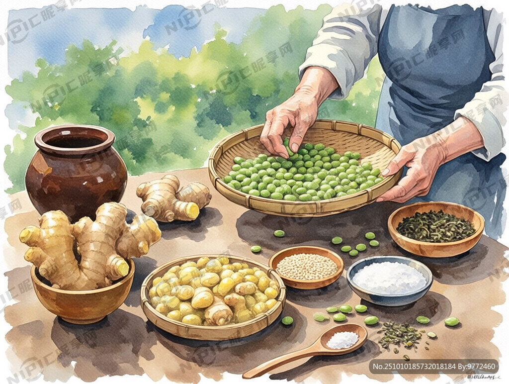 老奶奶拿着筛子在挑豆子