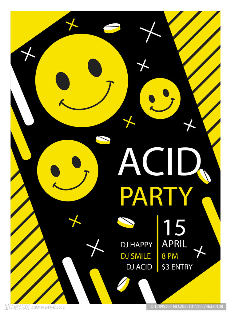酸性派对笑脸主题海报