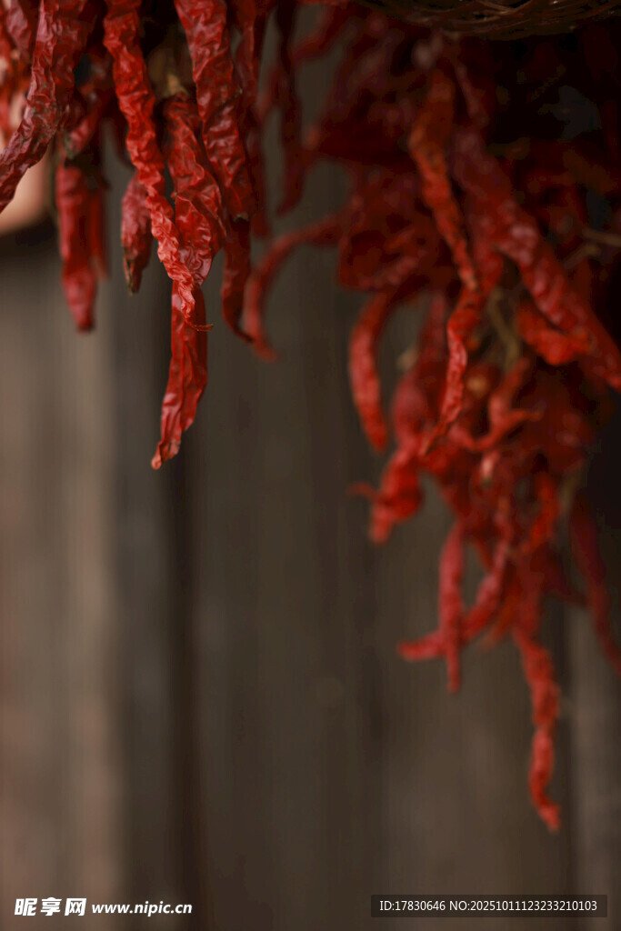 红辣椒悬挂特写