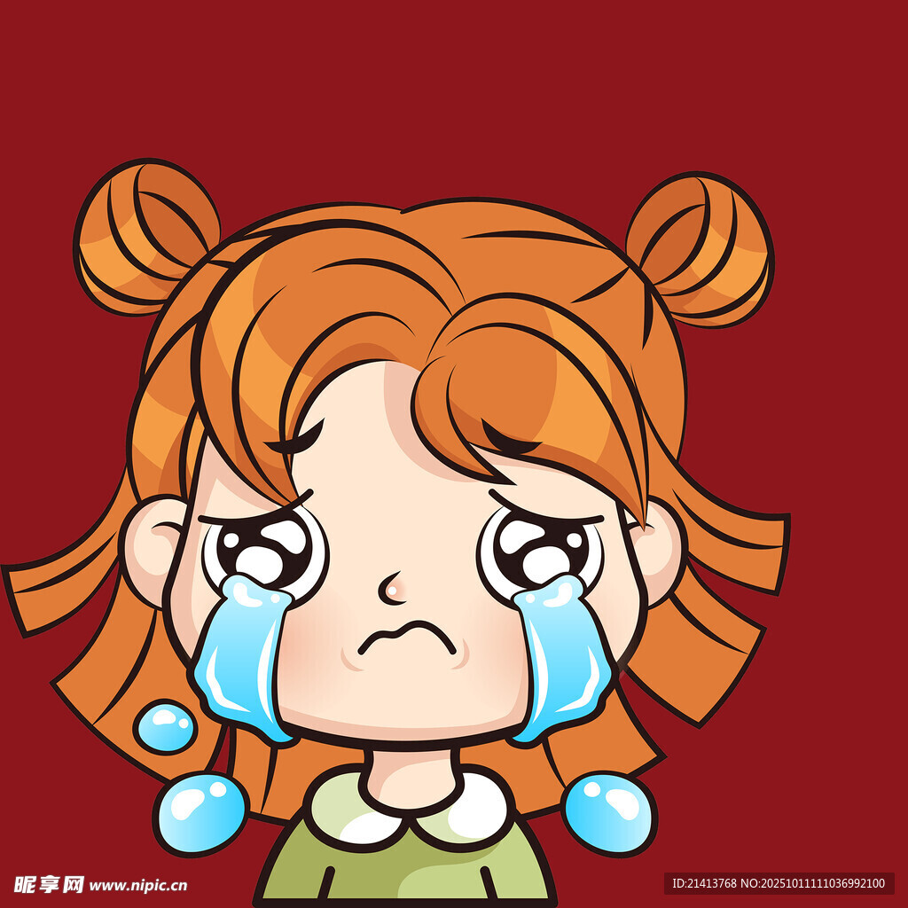 哭泣的双马尾女孩
