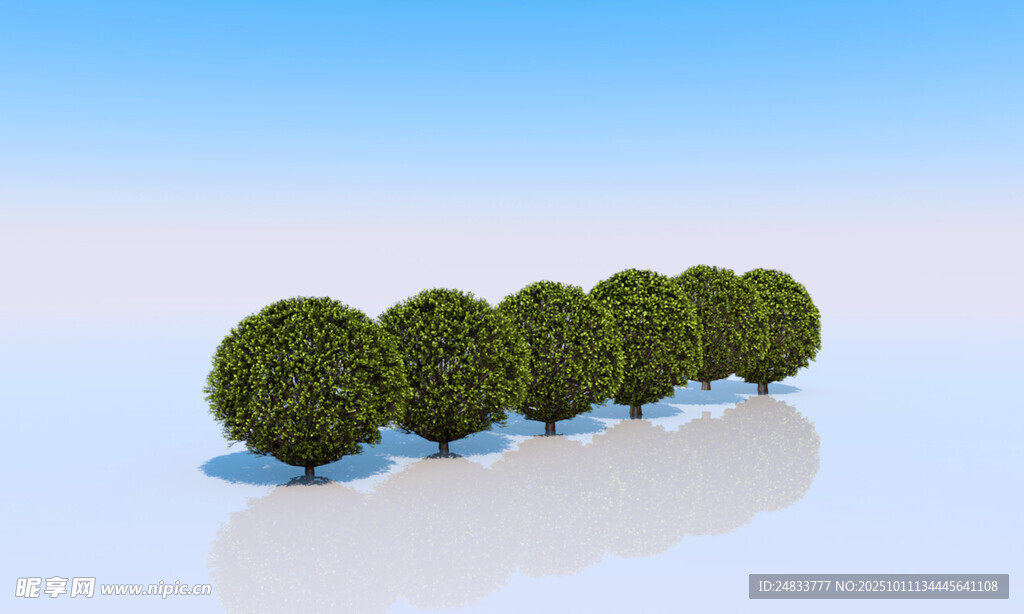 一排球形绿植景观