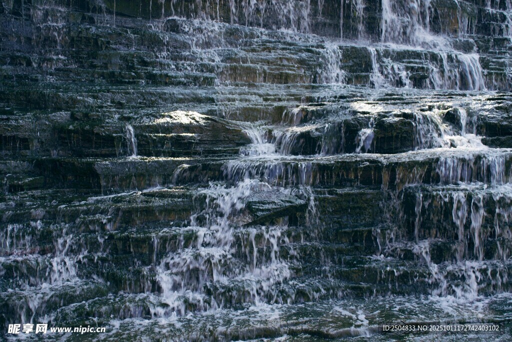 山间层叠瀑布景观