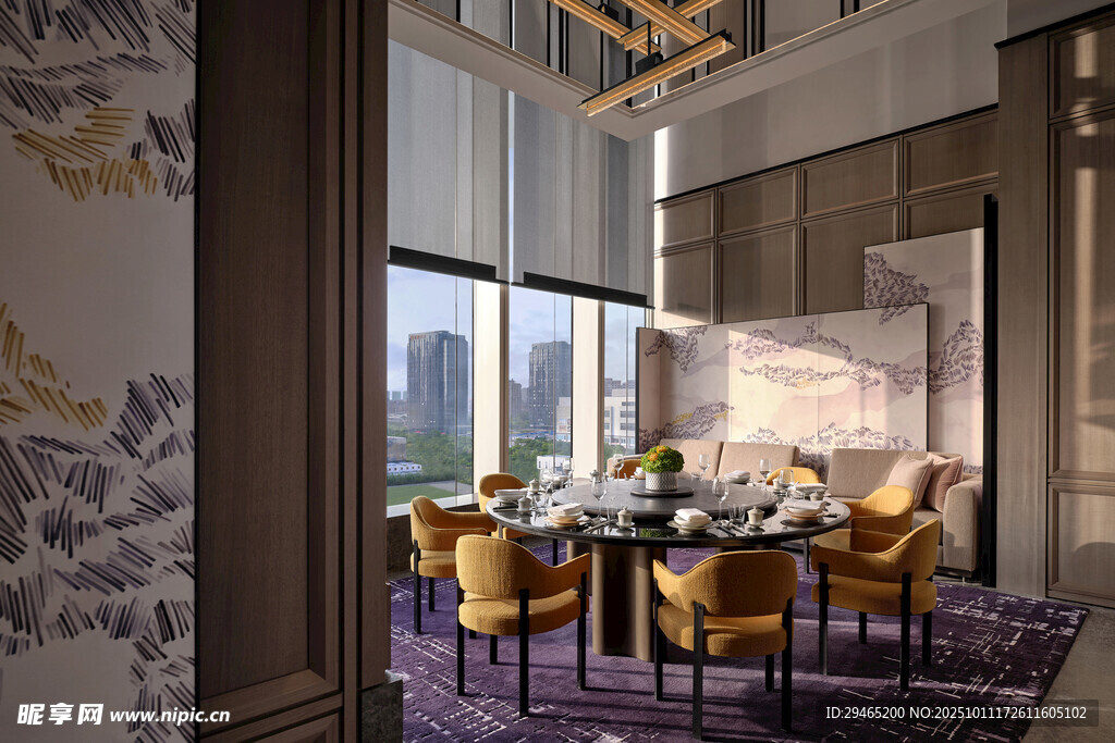 豪华餐厅室内优雅用餐场景