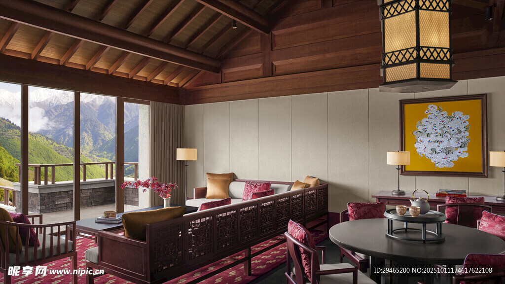 豪华温馨的客厅室内景致