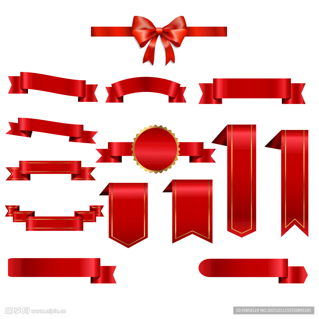 红色丝带标签