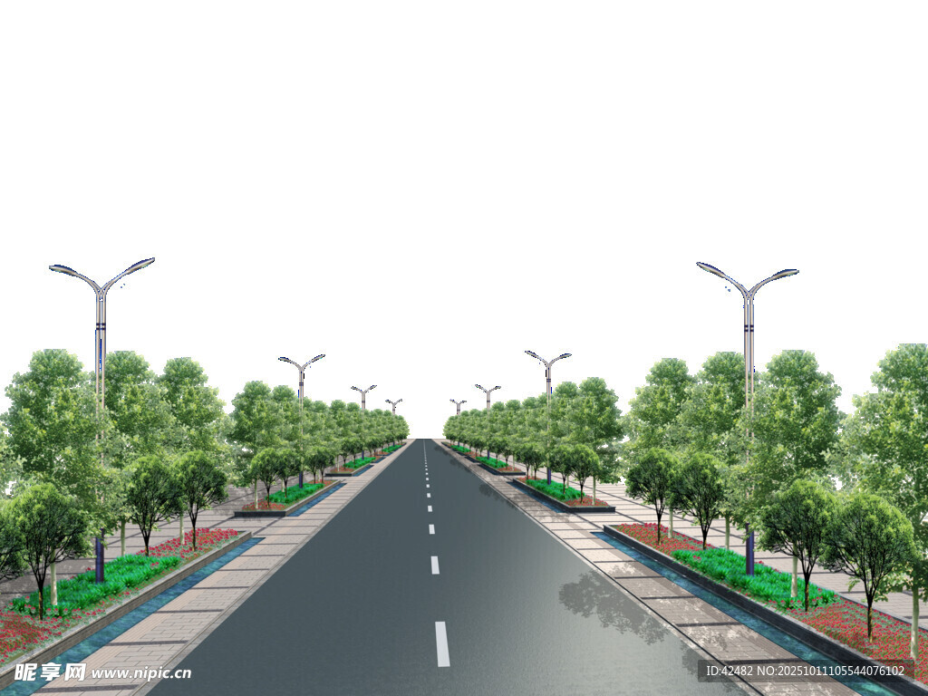 宽阔城市道路景观图