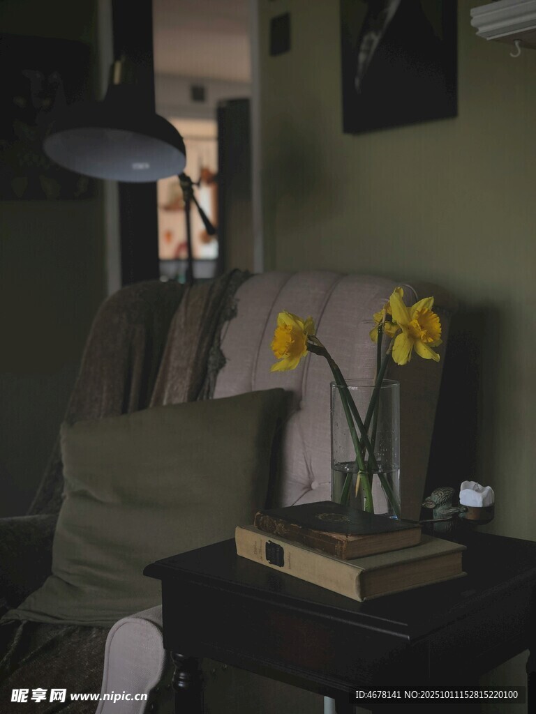 温馨客厅一角的静谧景致