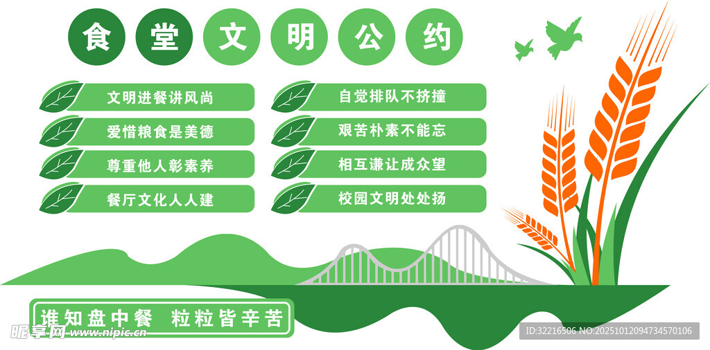 校园食堂文明公约文化墙