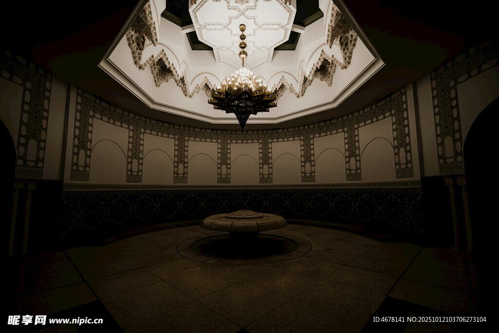 复古华丽的室内吊灯场景