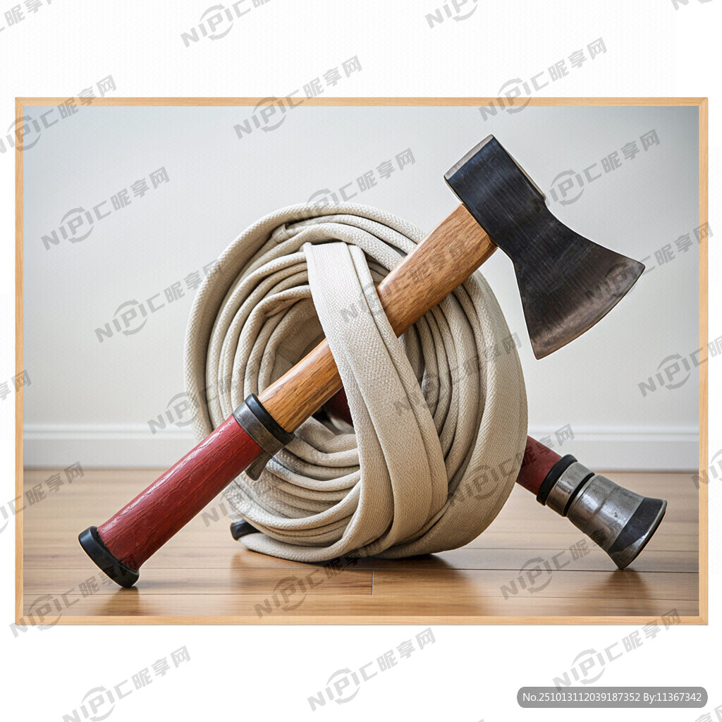 消防水带和斧头组合图形