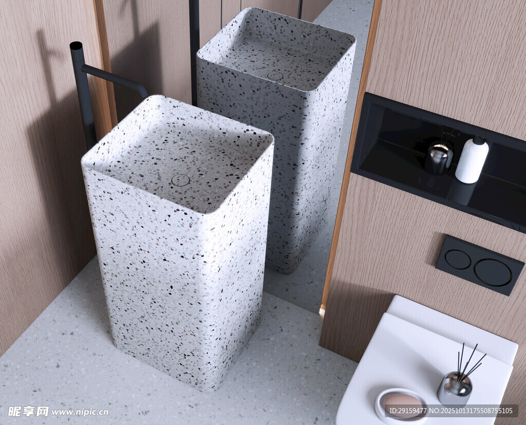 现代简约风浴室石材洗手台