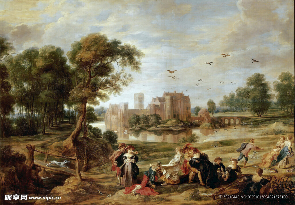 田园劳作场景油画