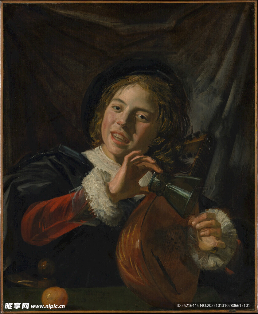 拉小提琴的人物肖像画