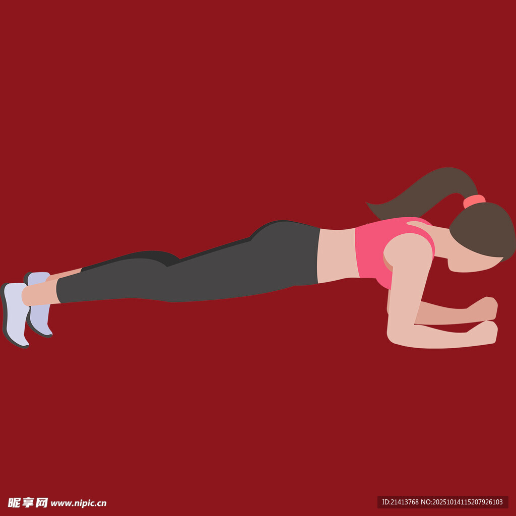 女性做平板支撑健身图