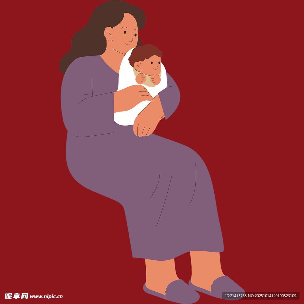 母亲温柔抱娃温馨画面