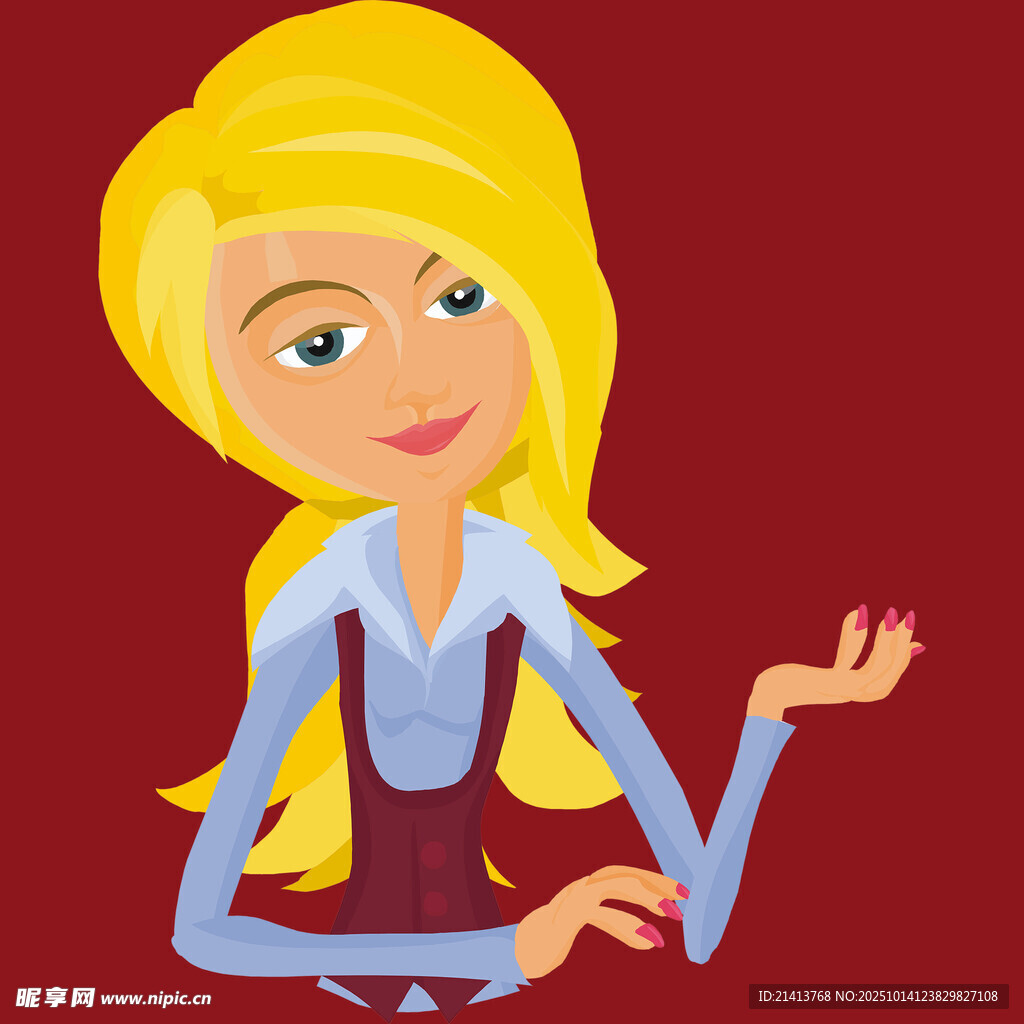 金发女士优雅手势示意