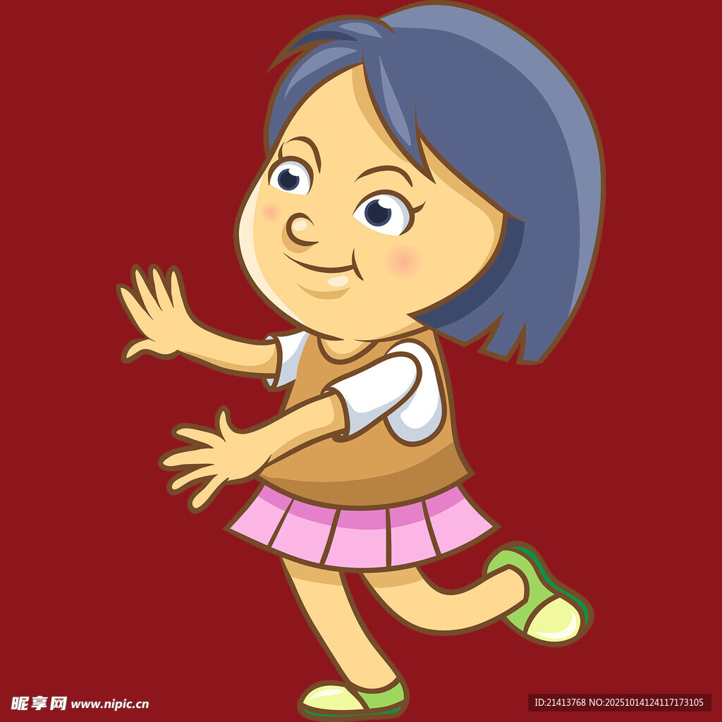 奔跑的卡通女孩