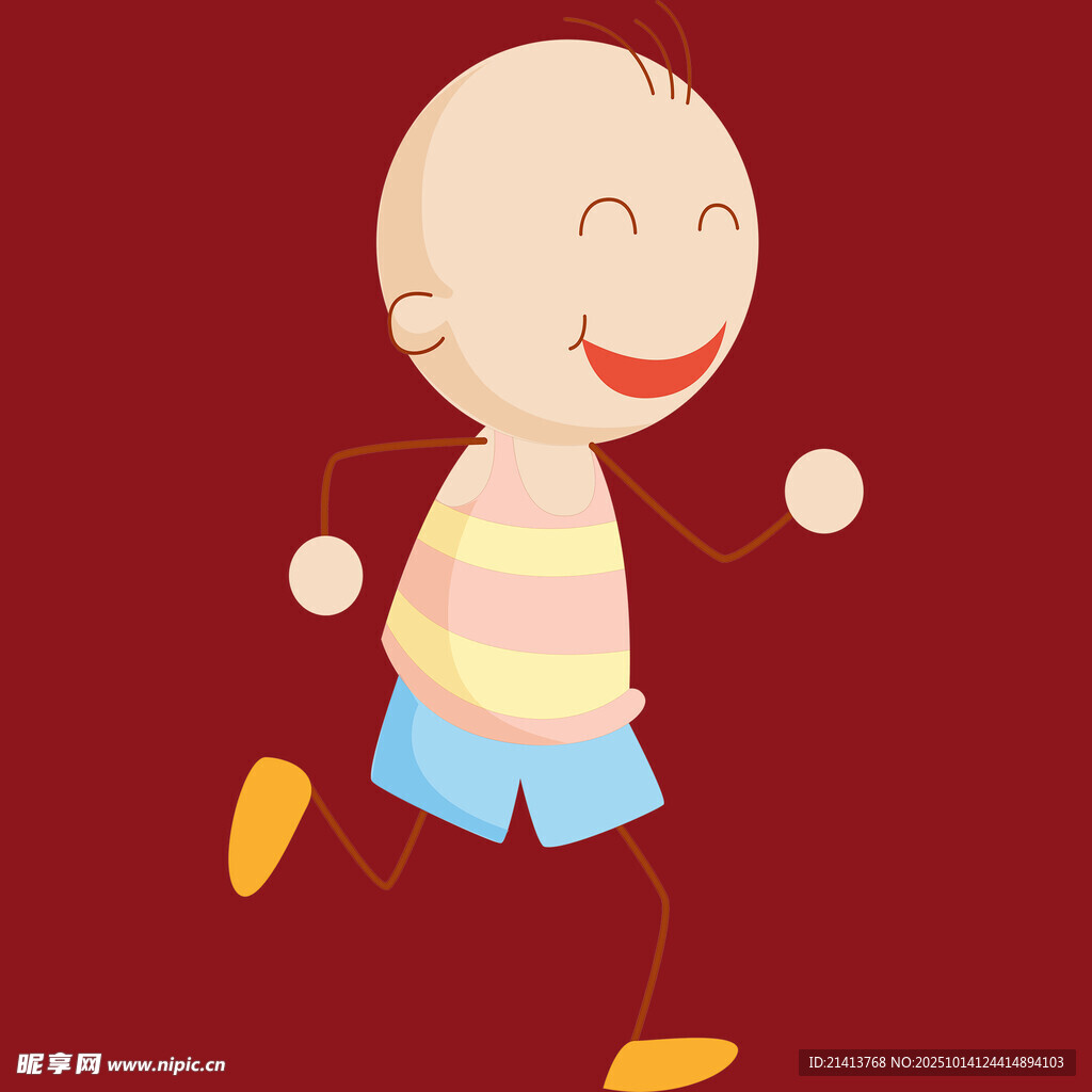 奔跑的快乐小男孩