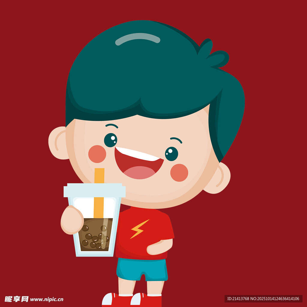 举饮料庆祝的快乐小男孩