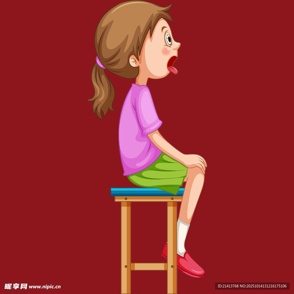 女孩坐在书本堆成的凳子上