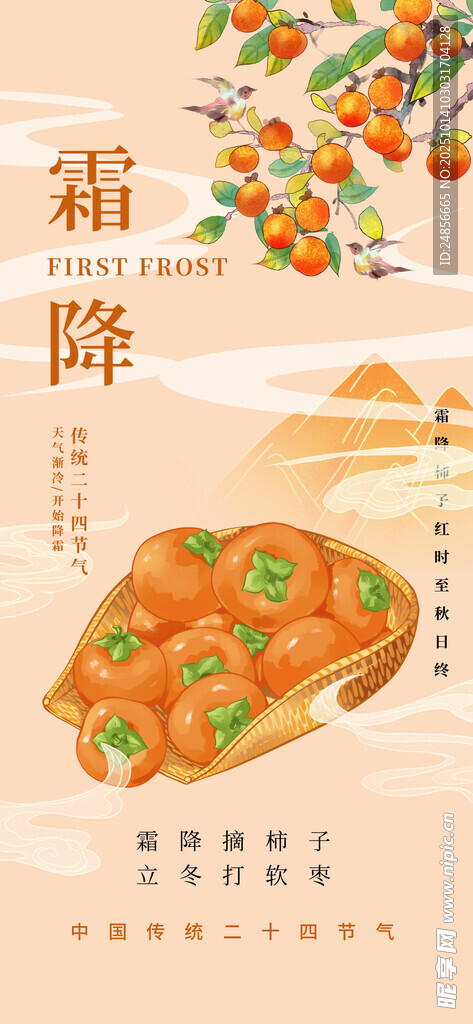 霜降海报展板 字体插画 宣传促