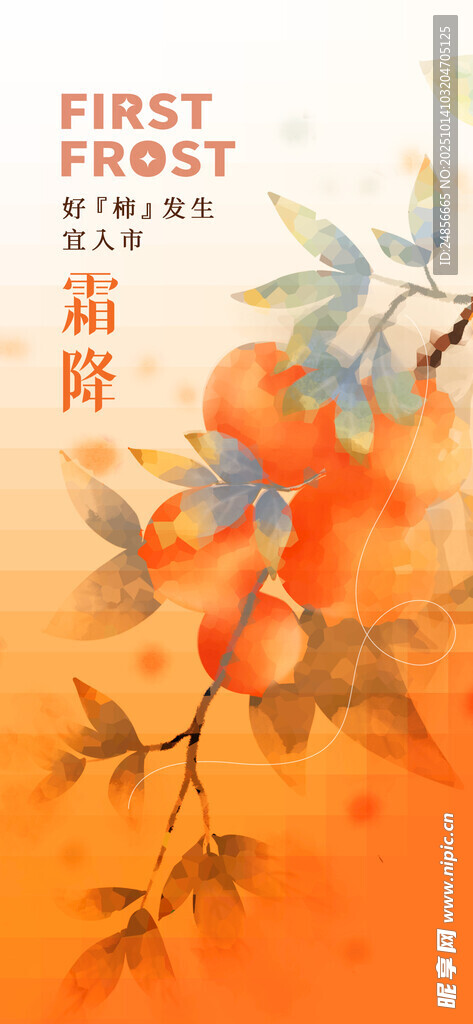 霜降海报展板 字体插画 宣传促