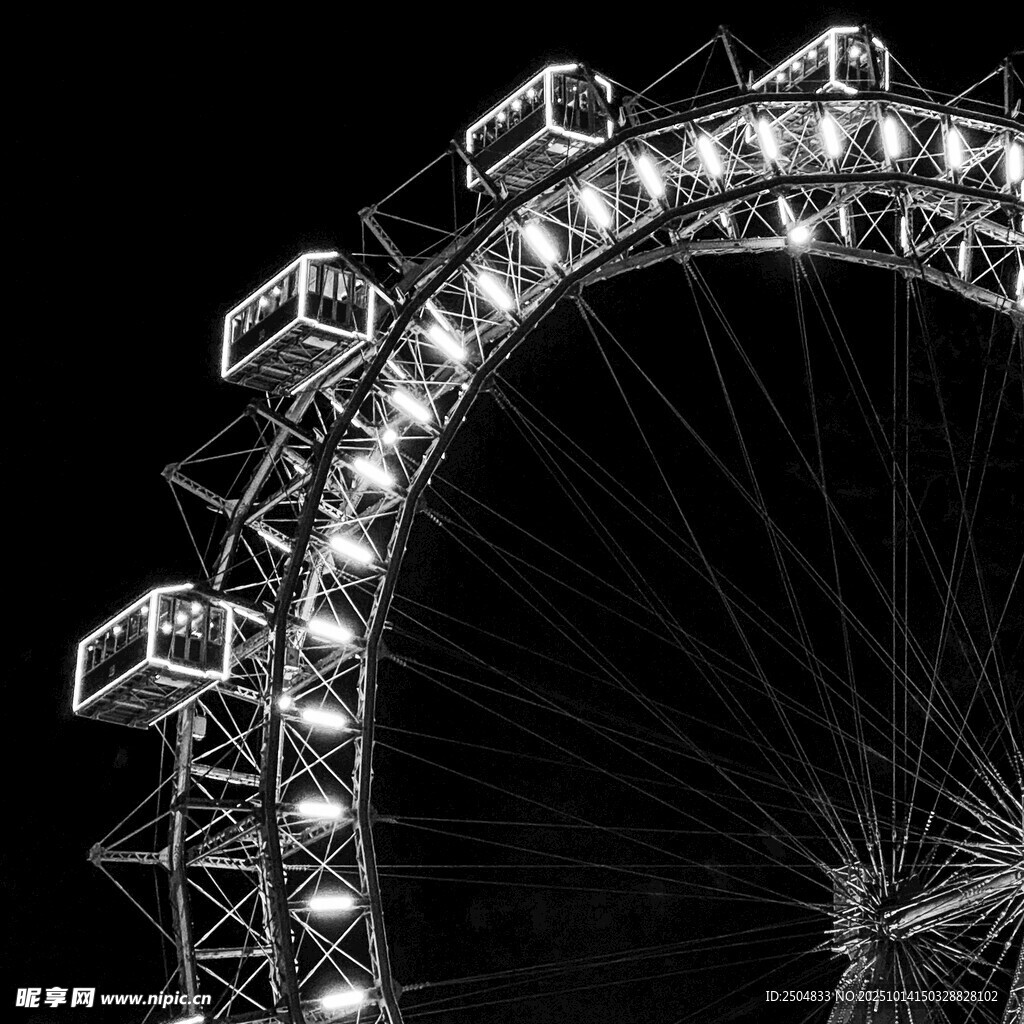 夜晚中的璀璨摩天轮