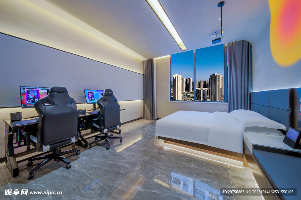 时尚电竞主题卧室空间