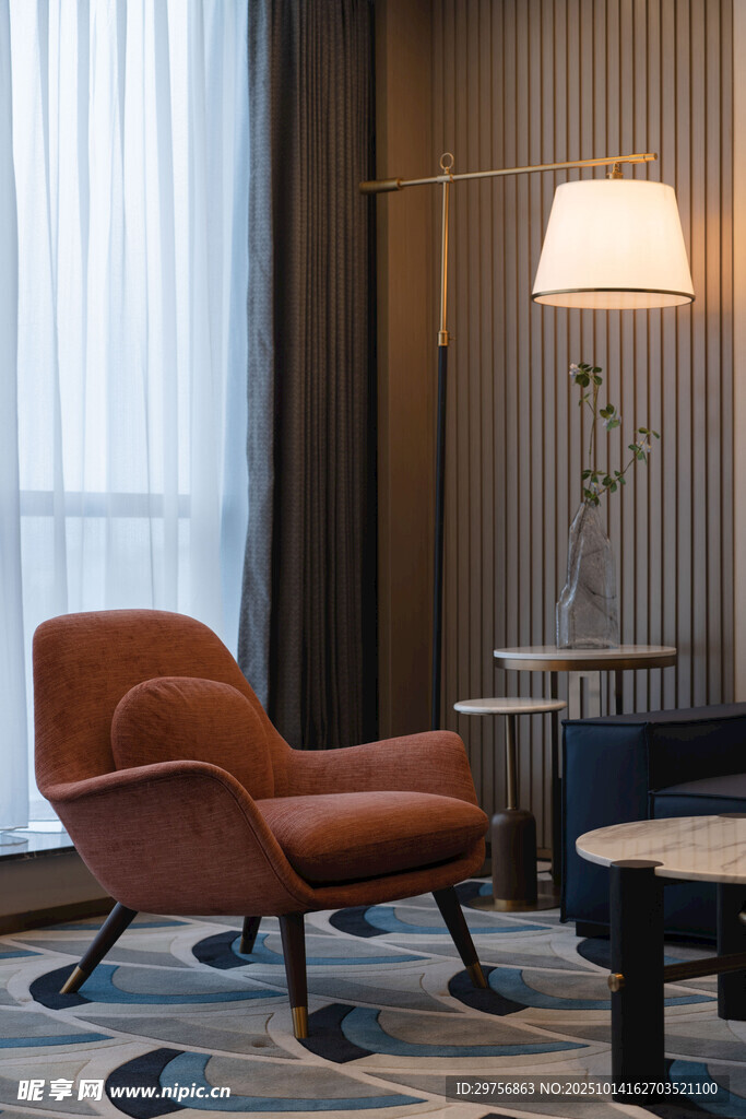 现代风格客厅单人沙发一角