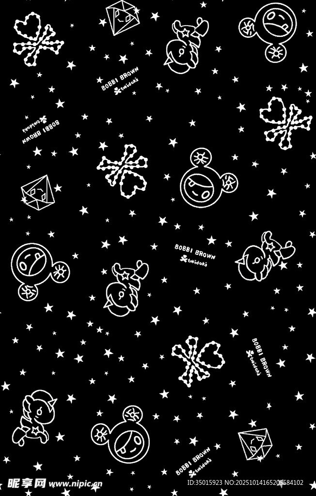 卡通图案黑色背景纹理