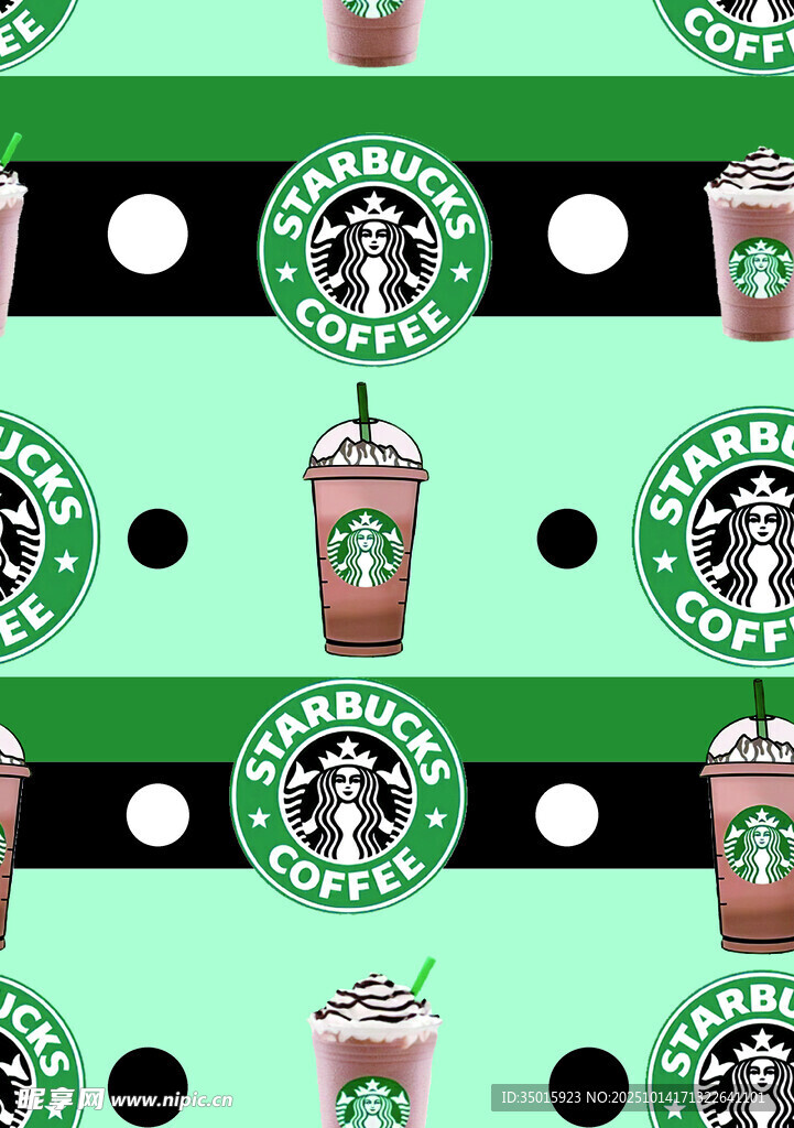 星巴克饮品图案背景设计