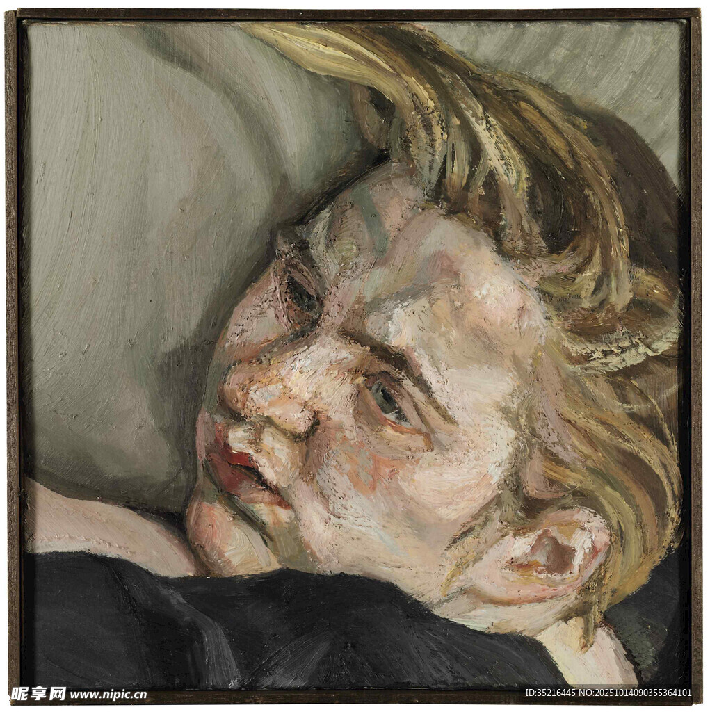 侧卧休憩的人物肖像画